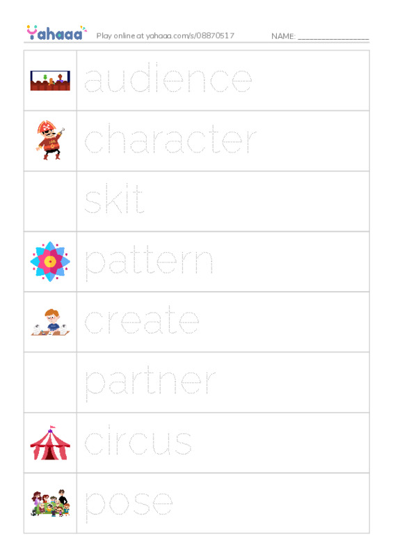 RAZ Vocabulary O: Off to Join the Circus1 PDF one column image words
