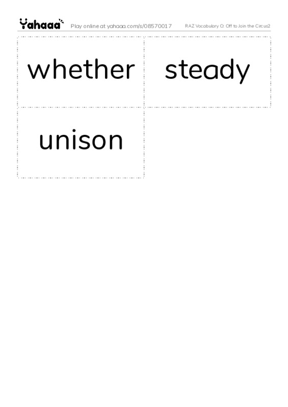 RAZ Vocabulary O: Off to Join the Circus2 PDF two columns flashcards