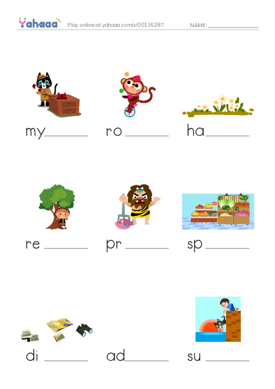 RAZ Vocabulary O: Owls Overhead PDF worksheet to fill in words gaps