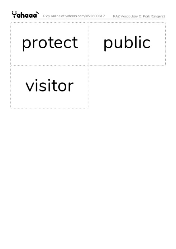 RAZ Vocabulary O: Park Rangers2 PDF two columns flashcards