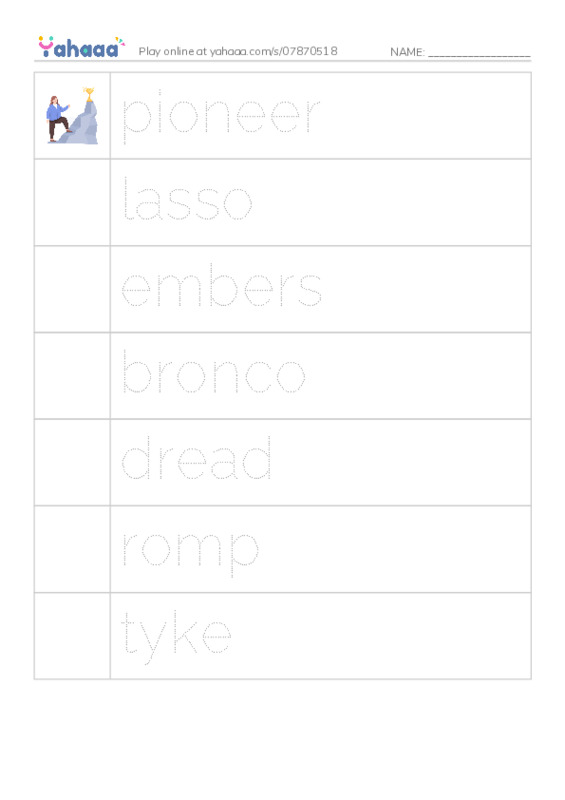 RAZ Vocabulary O: Pecos Bill Rides a Tornado PDF one column image words