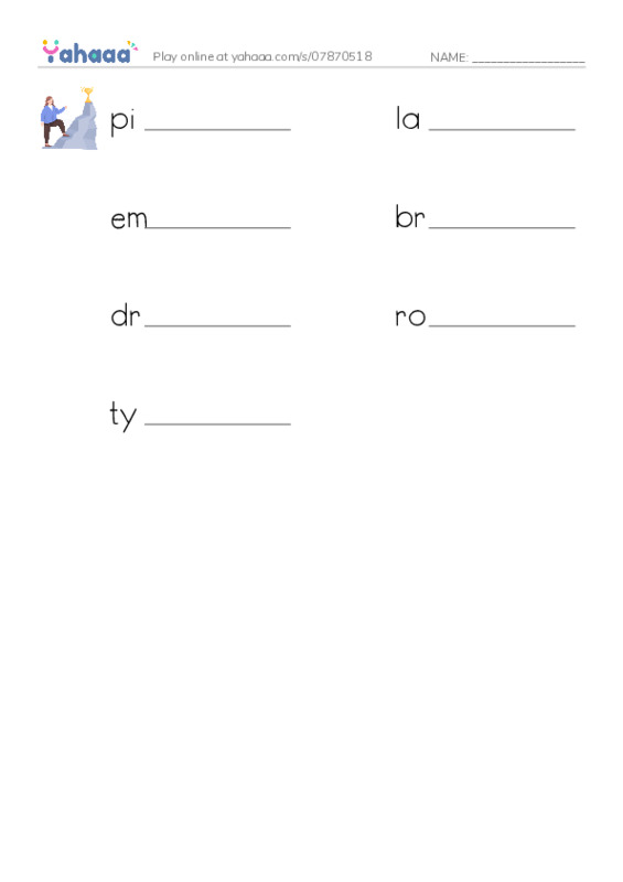 RAZ Vocabulary O: Pecos Bill Rides a Tornado PDF worksheet writing row