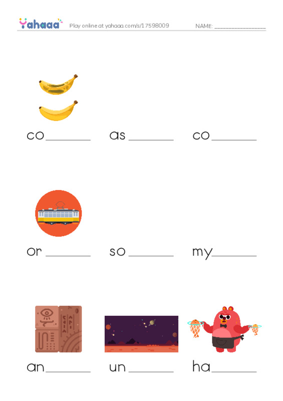 RAZ Vocabulary O: Plutos New Friends PDF worksheet to fill in words gaps