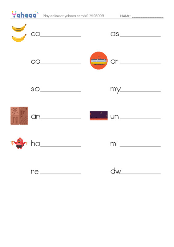 RAZ Vocabulary O: Plutos New Friends PDF worksheet writing row
