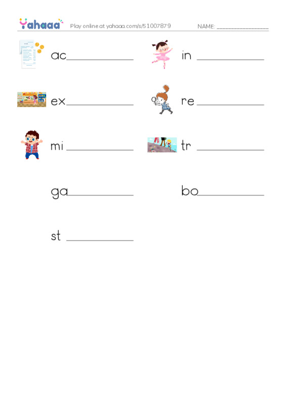 RAZ Vocabulary O: RainyDay Savings PDF worksheet writing row