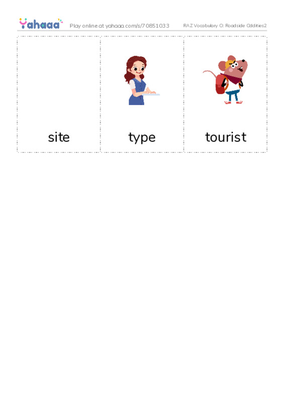 RAZ Vocabulary O: Roadside Oddities2 PDF flaschards with images