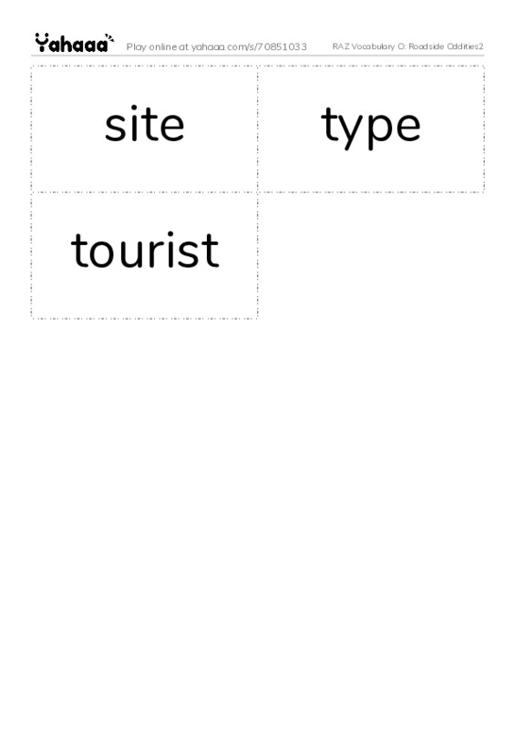 RAZ Vocabulary O: Roadside Oddities2 PDF two columns flashcards
