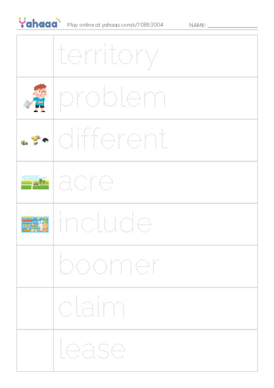 RAZ Vocabulary O: The Great Land Run PDF one column image words