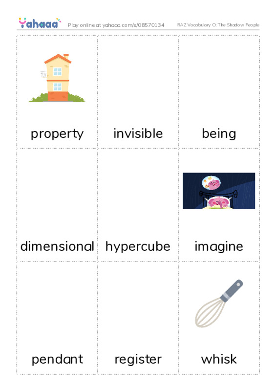 RAZ Vocabulary O: The Shadow People PDF flaschards with images