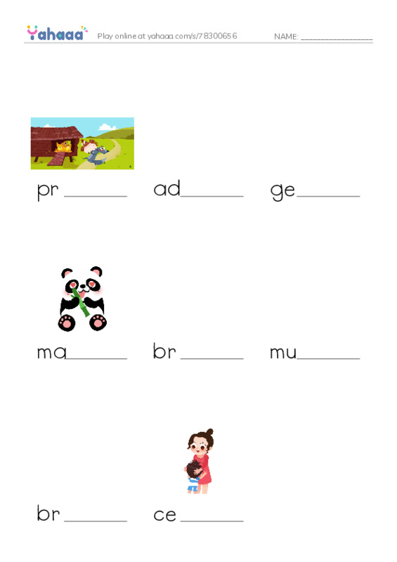 RAZ Vocabulary O: Wheres Your Hair PDF worksheet to fill in words gaps
