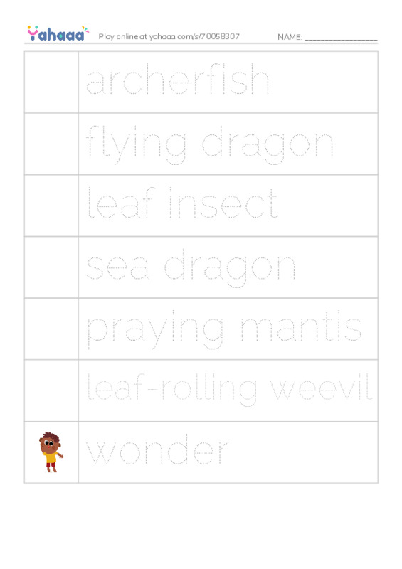 RAZ Vocabulary O: Wonders of Nature2 PDF one column image words