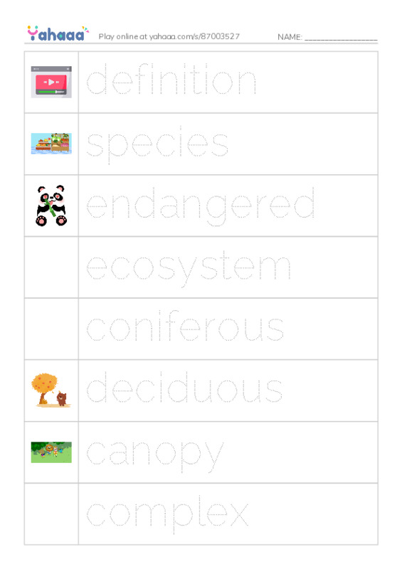 RAZ Vocabulary O: Woods of Wonder PDF one column image words