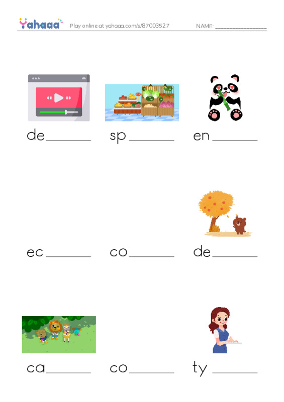 RAZ Vocabulary O: Woods of Wonder PDF worksheet to fill in words gaps