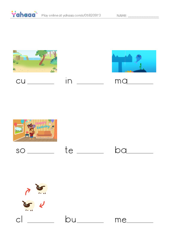 RAZ Vocabulary O: You're a Jellyfish PDF worksheet to fill in words gaps