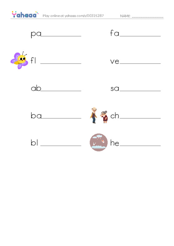 RAZ Vocabulary O: A Late Night Chat With a Parakeet PDF worksheet writing row