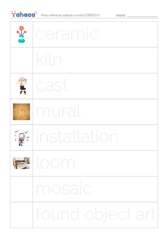 RAZ Vocabulary O: Art Around Us PDF one column image words