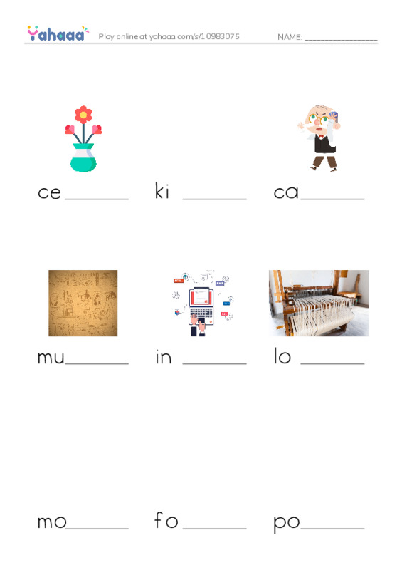 RAZ Vocabulary O: Art Around Us PDF worksheet to fill in words gaps