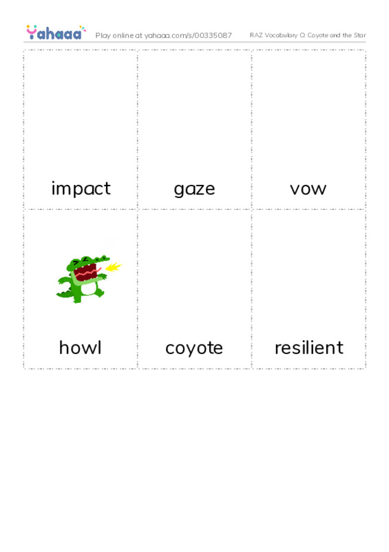 RAZ Vocabulary O: Coyote and the Star PDF flaschards with images