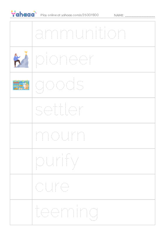 RAZ Vocabulary O: Daniel Boone PDF one column image words