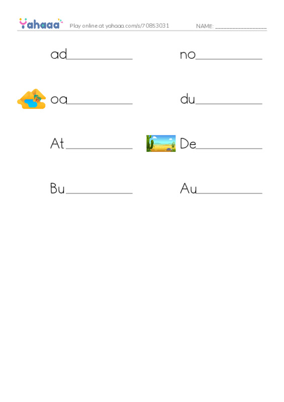RAZ Vocabulary O: Desert People PDF worksheet writing row