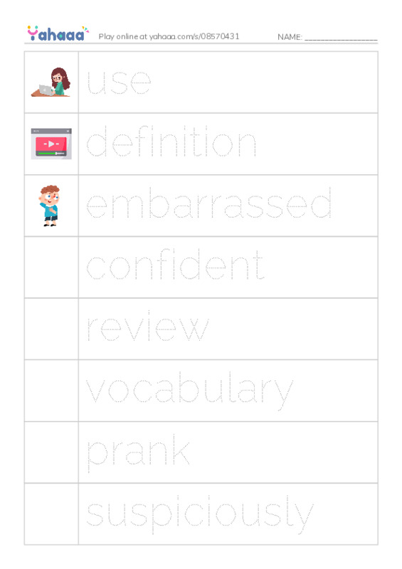 RAZ Vocabulary O: Dictionary Dave PDF one column image words