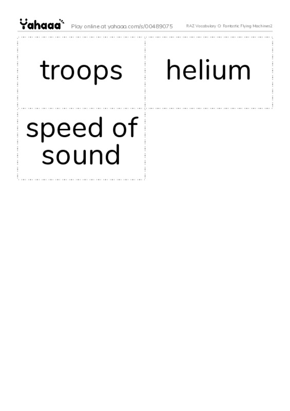 RAZ Vocabulary O: Fantastic Flying Machines2 PDF two columns flashcards