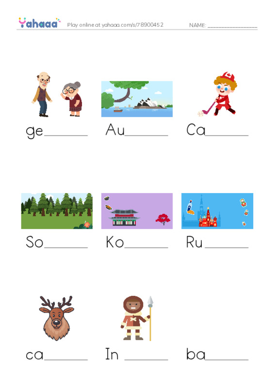 RAZ Vocabulary O: Friends Around the World PDF worksheet to fill in words gaps
