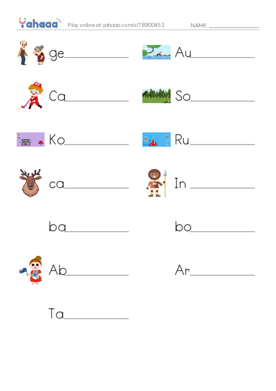 RAZ Vocabulary O: Friends Around the World PDF worksheet writing row