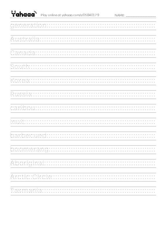 RAZ Vocabulary O: Friends Around the World PDF write between the lines worksheet