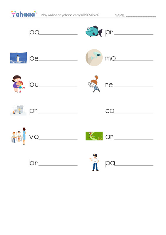 RAZ Vocabulary O: Guardian Dogs Penguin Protectors PDF worksheet writing row