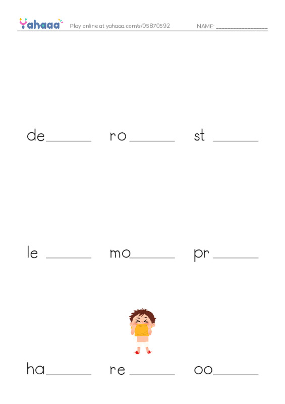 RAZ Vocabulary O: Inside the Beast PDF worksheet to fill in words gaps