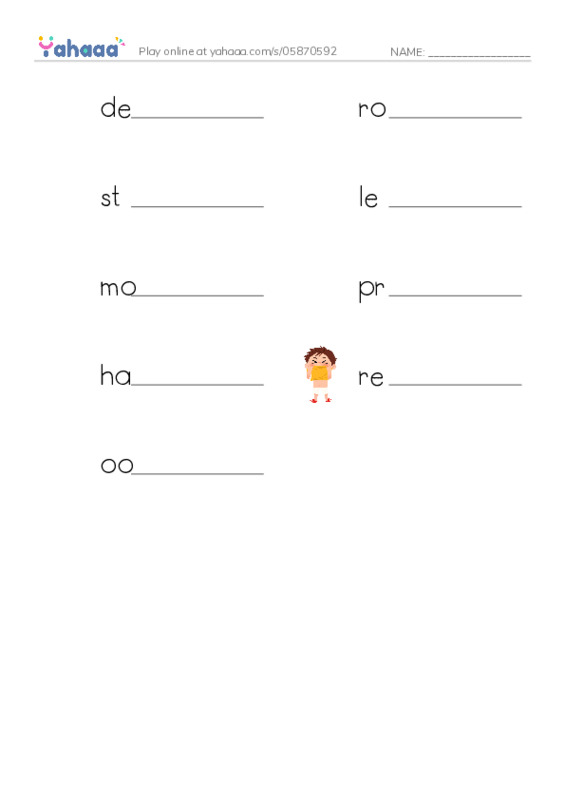 RAZ Vocabulary O: Inside the Beast PDF worksheet writing row