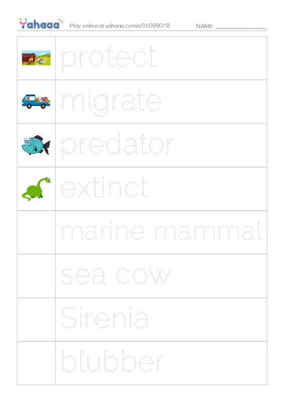 RAZ Vocabulary O: Manatees PDF one column image words