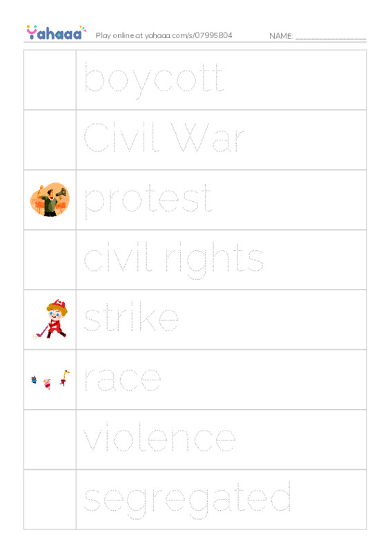 RAZ Vocabulary O: Martin Luther King Jr PDF one column image words
