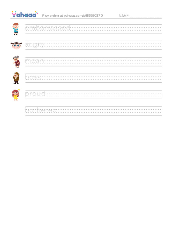 RAZ Vocabulary O: Max PDF write between the lines worksheet