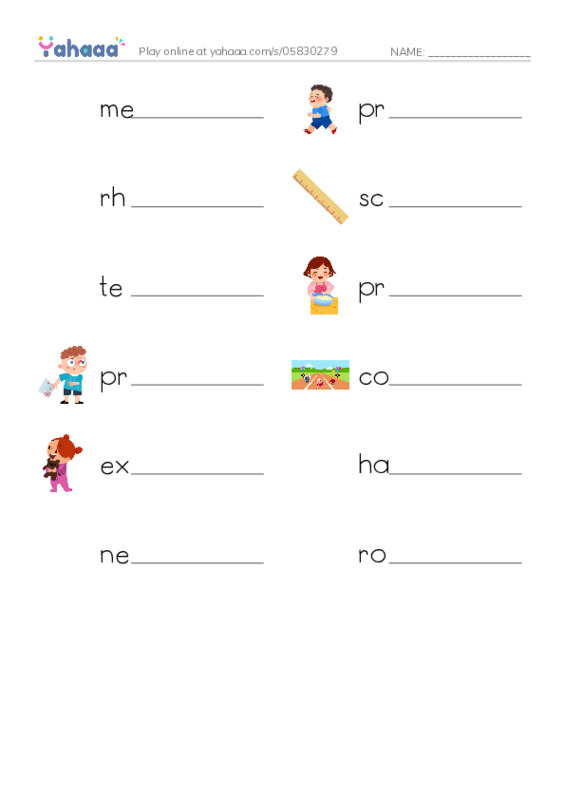 RAZ Vocabulary O: Rockin Rhythm and Sweet Harmony PDF worksheet writing row