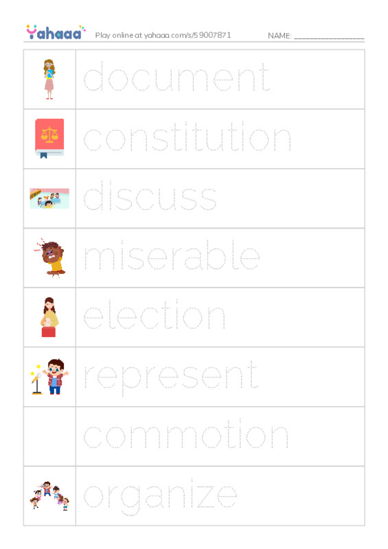 RAZ Vocabulary O: The Creature Constitution PDF one column image words
