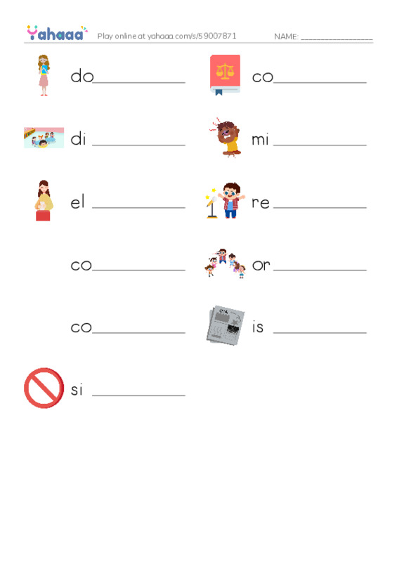 RAZ Vocabulary O: The Creature Constitution PDF worksheet writing row