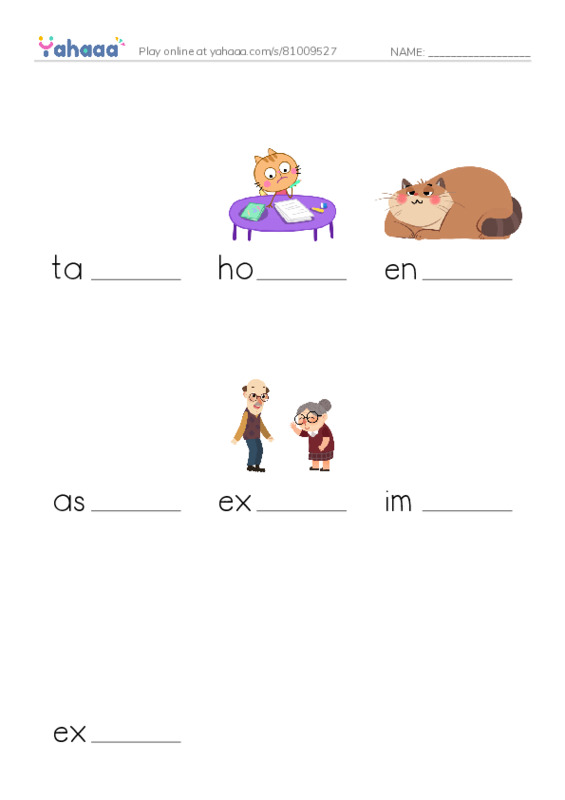 RAZ Vocabulary O: The Homework Lesson PDF worksheet to fill in words gaps