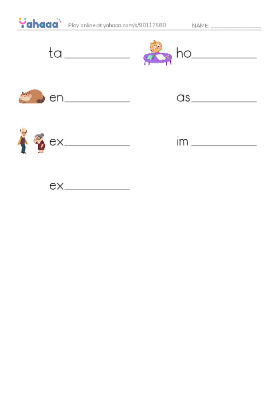 RAZ Vocabulary O: The Homework Lesson PDF worksheet writing row