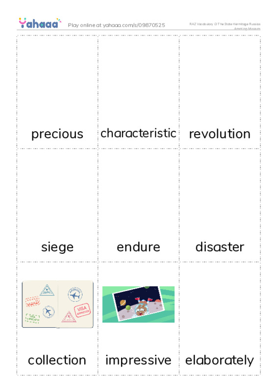 RAZ Vocabulary O: The State Hermitage Russias Amazing Museum PDF flaschards with images