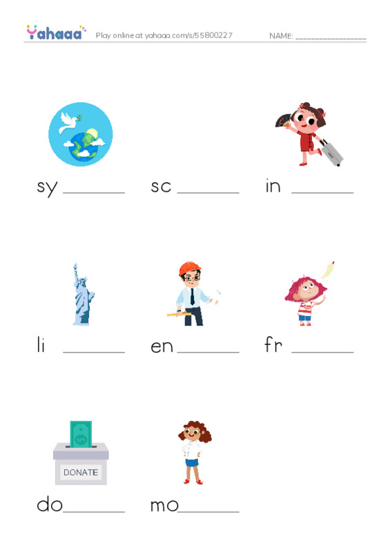 RAZ Vocabulary O: The Story of the Statue PDF worksheet to fill in words gaps