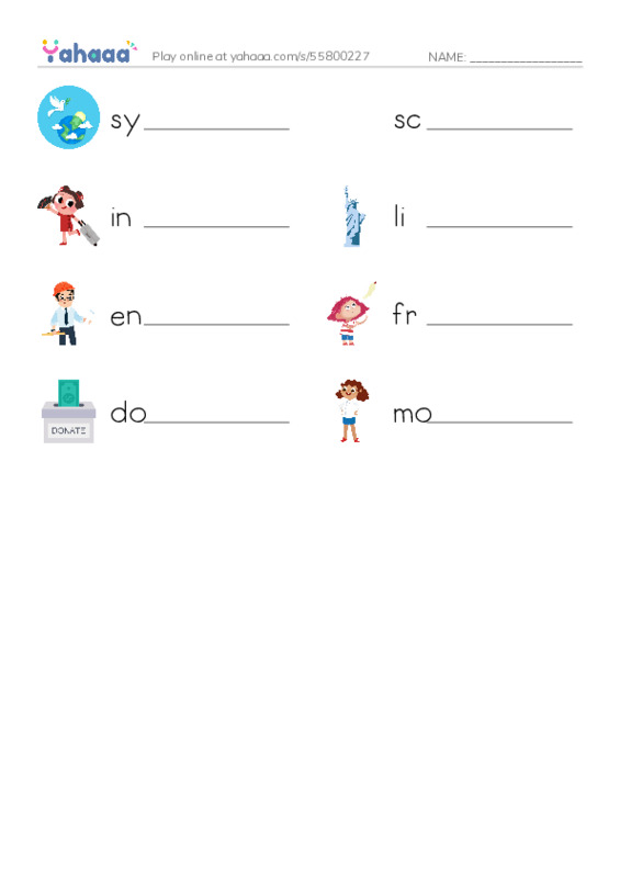 RAZ Vocabulary O: The Story of the Statue PDF worksheet writing row
