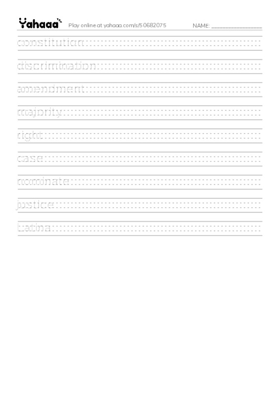 RAZ Vocabulary O: Women of the Supreme Court PDF write between the lines worksheet