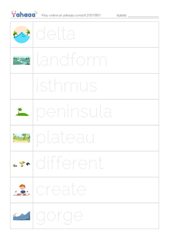 RAZ Vocabulary Q: A Landforms Adventure PDF one column image words