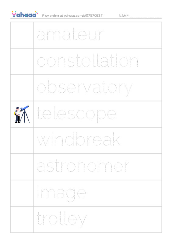 RAZ Vocabulary Q: A Visit to Kitt Peak PDF one column image words