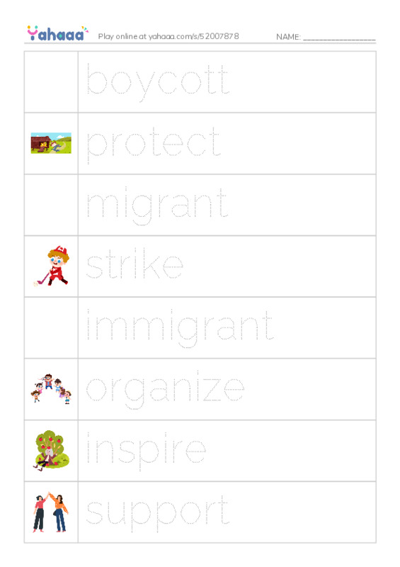 RAZ Vocabulary Q: Cesar Chavez Migrant Hero1 PDF one column image words