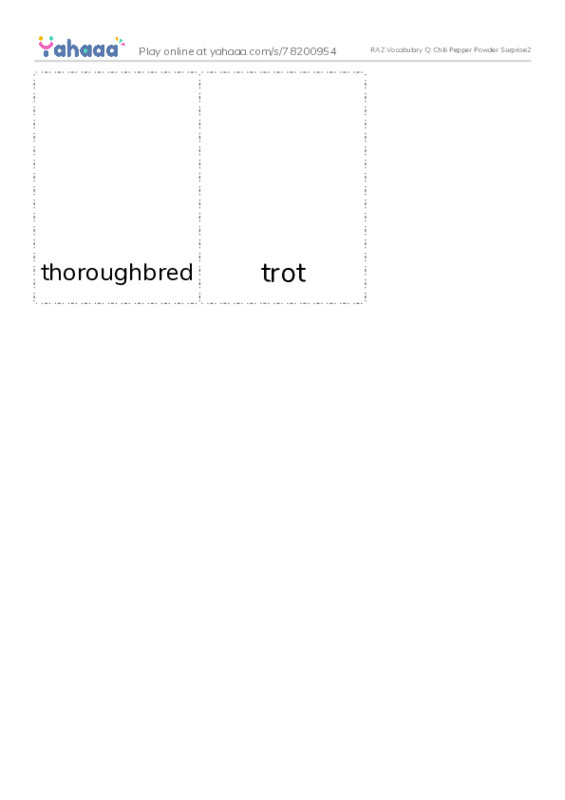 RAZ Vocabulary Q: Chili Pepper Powder Surprise2 PDF flaschards with images