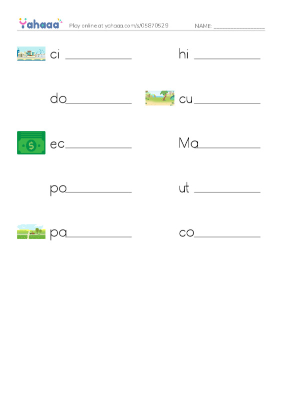 RAZ Vocabulary Q: China PDF worksheet writing row