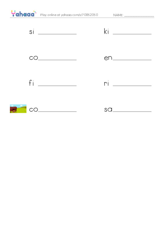 RAZ Vocabulary Q: Emily PDF worksheet writing row